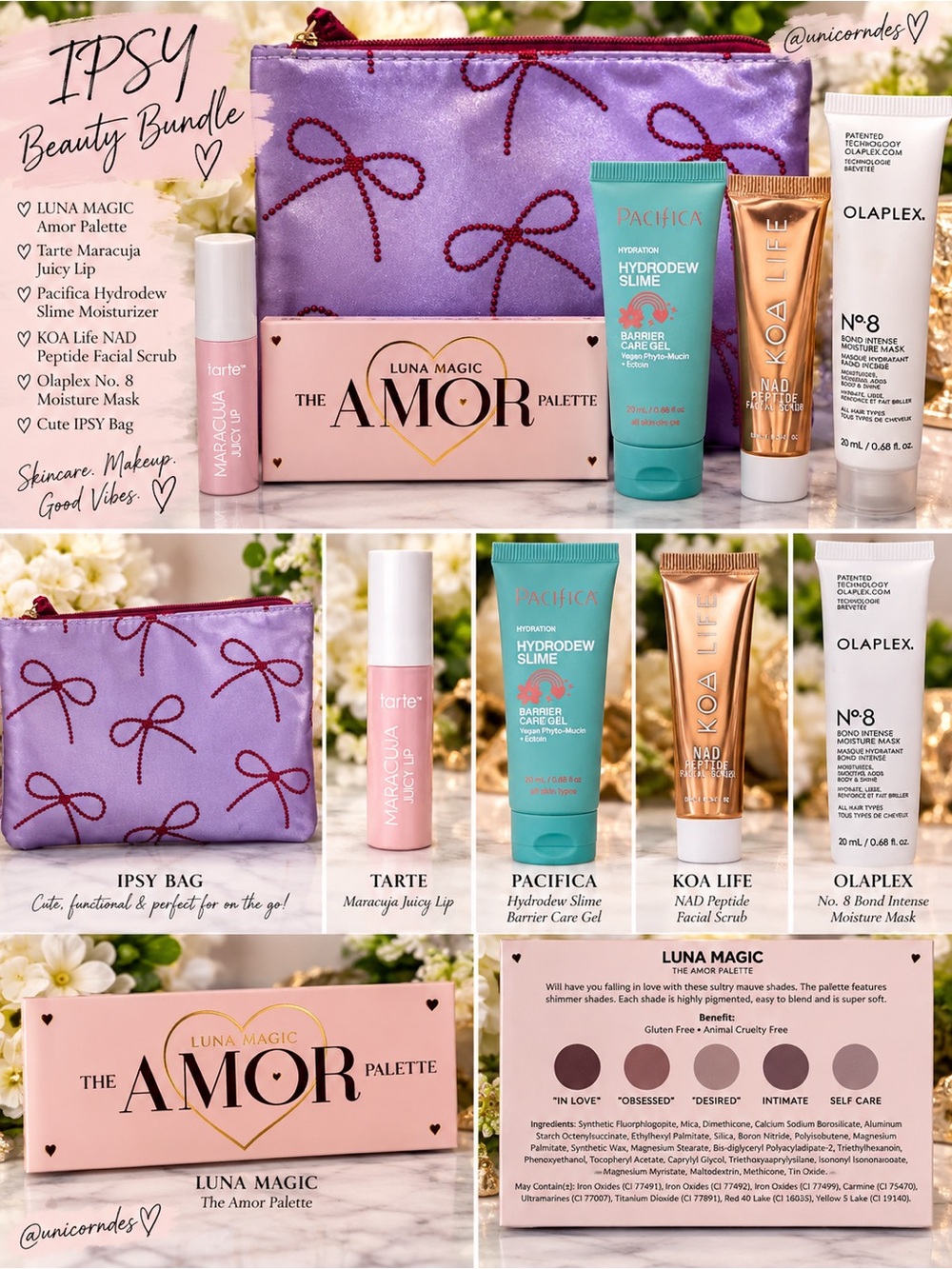 Beauty Bundle Tarte Olaplex Pacifica Luna Magic KOA + IPSY Bag - Picture 2 of 2